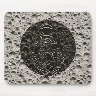 Astronaut on the Moon Space Black & Grey Mouse Mat