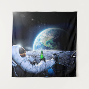Astronaut on the Moon with beer - Tapestry