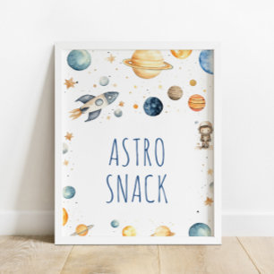 Astronaut Outer Space Astro Snacks Birthday Poster