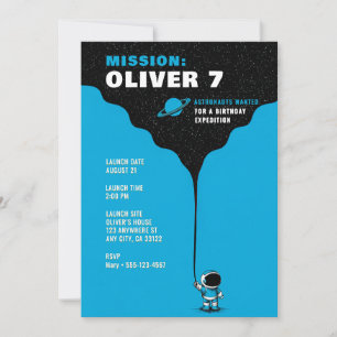 Astronaut Outer Space Birthday Invitation