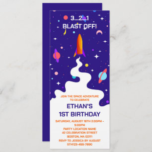 Astronaut Outer Space Birthday Party Invitation