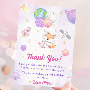 Astronaut Outer Space Birthday Thank You Card