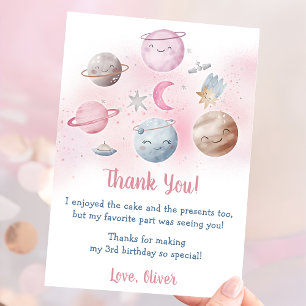 Astronaut Outer Space Birthday Thank You Card