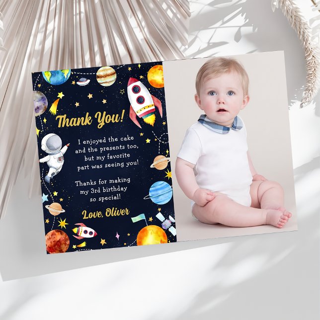 Astronaut Outer Space Birthday Thank You Card  (Creator Uploaded)