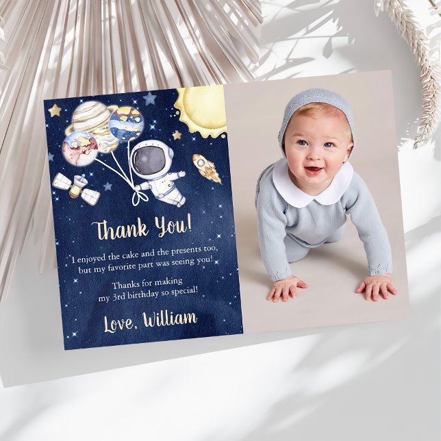 Astronaut Outer Space Birthday Thank You Card (Creator Uploaded)