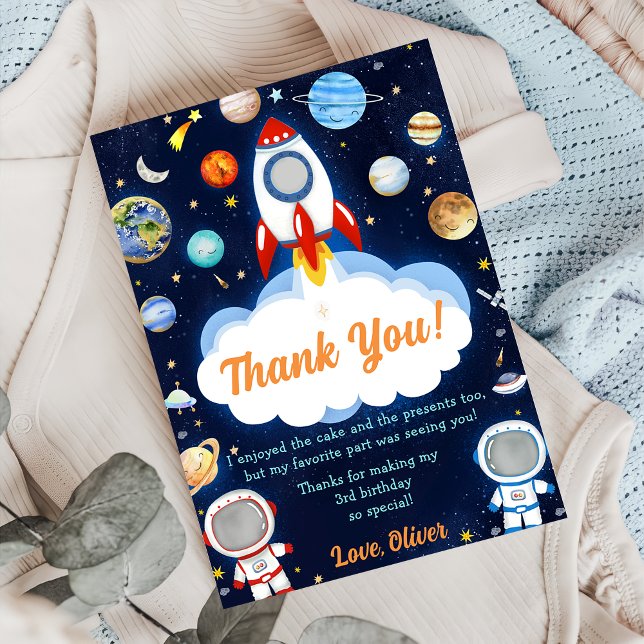 Astronaut Outer Space Birthday Thank You Card (Creator Uploaded)