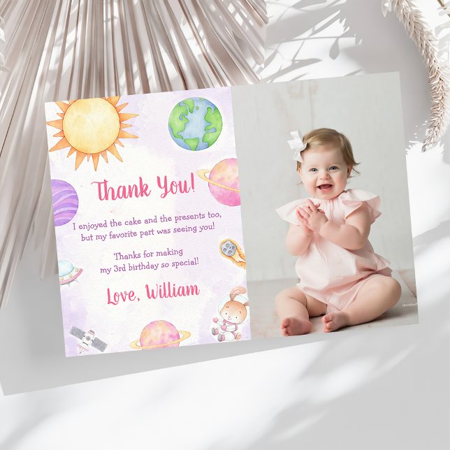 Astronaut Outer Space Birthday Thank You Card  (Creator Uploaded)