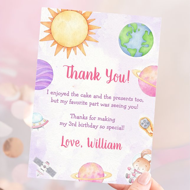 Astronaut Outer Space Birthday Thank You Card (Creator Uploaded)
