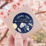 Astronaut Outer Space Birthday Thank You Classic Round Sticker<br><div class="desc">Astronaut Outer Space Birthday Thank You Classic Round Sticker</div>