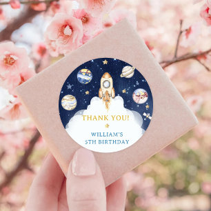 Astronaut Outer Space Birthday Thank You Classic Round Sticker