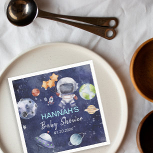 Astronaut Outer Space Boy Baby Shower Party Napkin