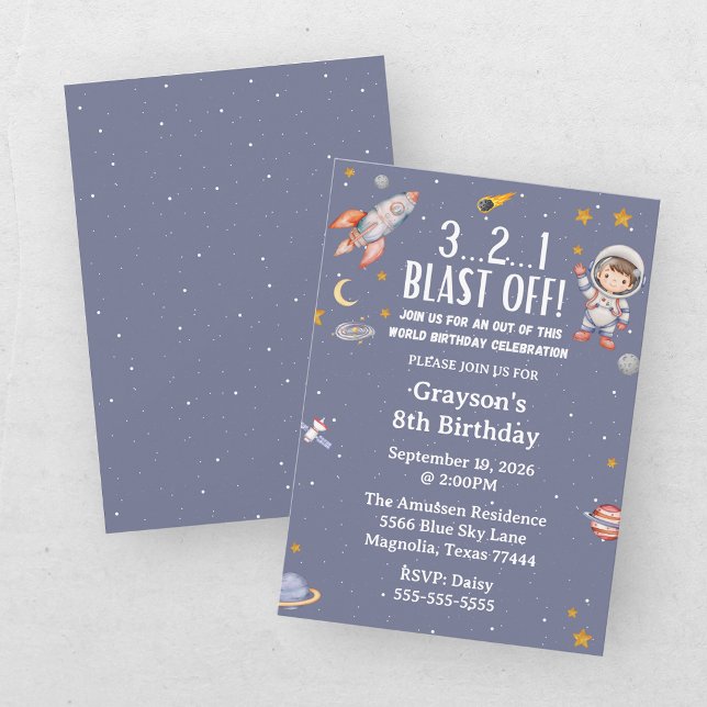 Astronaut Outer Space Boy Birthday Invitation (Creator Uploaded)