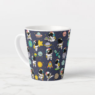 Astronaut Outer Space Cartoon Latte Mug