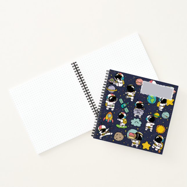 Astronaut Outer Space Cartoon  Notebook (Inside)