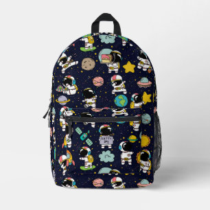 Astronaut Outer Space Cartoon  Printed Backpack