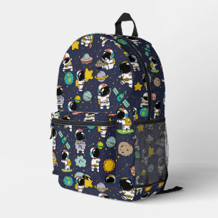 Astronaut Outer Space Cartoon  Printed Backpack