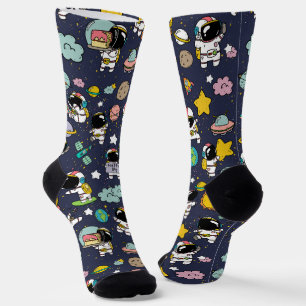 Astronaut Outer Space Cartoon  Socks