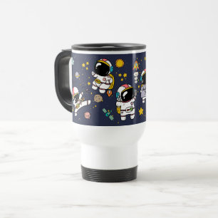 Astronaut Outer Space Cartoon Travel Mug