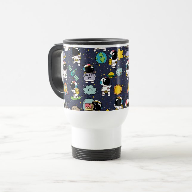 Astronaut Outer Space Cartoon  Travel Mug (Front Left)