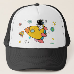 Astronaut Outer Space Cartoon  Trucker Hat