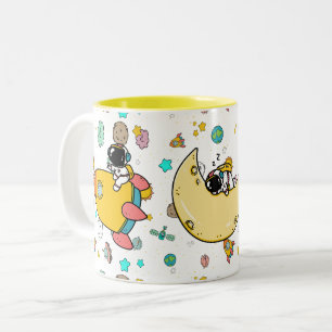 Astronaut Outer Space Cartoon  Two-Tone Coffee Mug