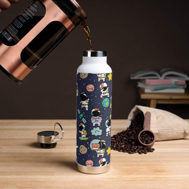 Astronaut Outer Space Cartoon  Water Bottle (Coffee)