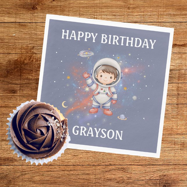 Astronaut Outer Space Girl Birthday Napkin (Creator Uploaded)