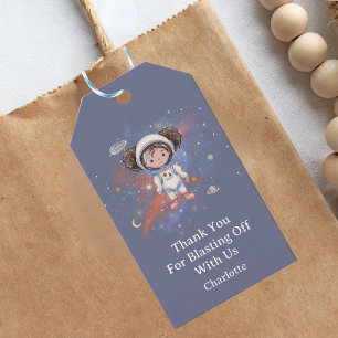 Astronaut Outer Space Girl Birthday Thank You Gift Tags