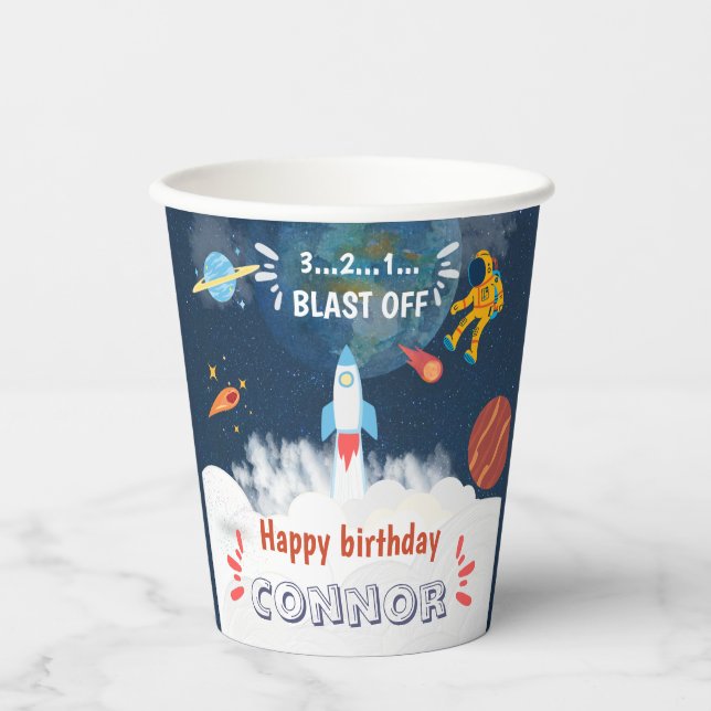 Astronaut Outer Space Name Paper Cups (Front)