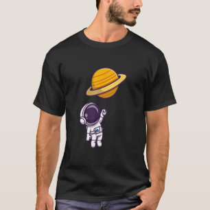 Astronaut Outer Space Planet Saturn Balloon Spacem T-Shirt