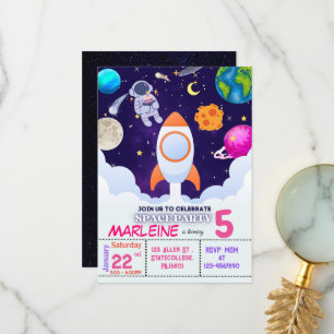 Astronaut, Outer space,Planets Birthday Invitation