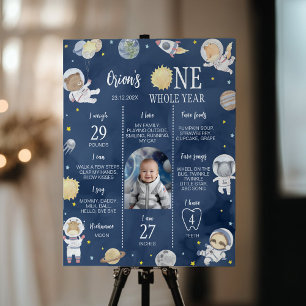 Astronaut Outer Space Safari Birthday Milestone Poster