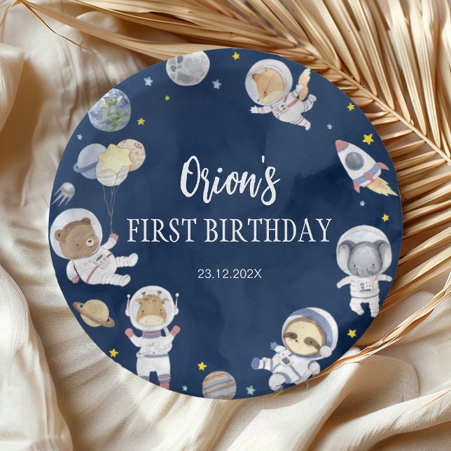 Astronaut Outer Space Safari Birthday Paper Plates (Creator Uploaded)