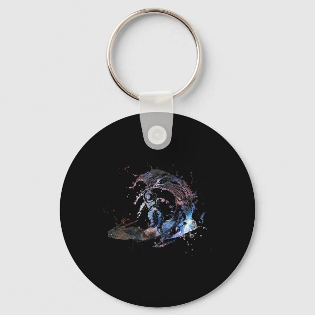 Astronaut Outer Space Surfer Surfing Galaxy Waves  Key Ring (Front)