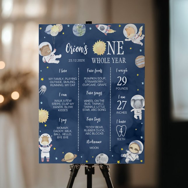 Astronaut Outer Space Wild One Birthday Milestone Poster (Creator Uploaded)