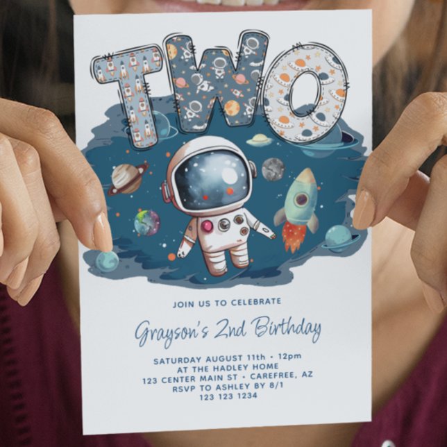 Astronaut Outerspace Rocket 2nd Birthday Invitation (Creator Uploaded)