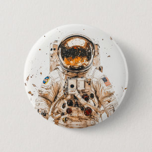Astronaut Painting 6 Cm Round Badge