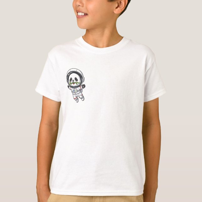 Astronaut Panda Floating Space Kids T-Shirt (Front)