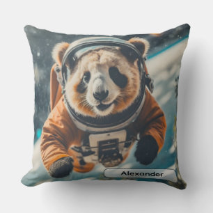 Astronaut Panda in Space Surreal Animal Nursery Cushion
