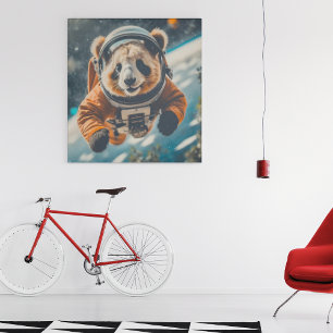 Astronaut Panda in Space Surreal Animal Nursery Poster