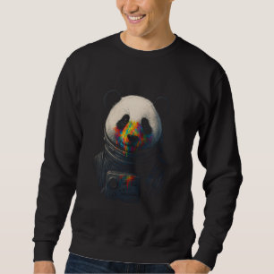 Astronaut Panda with Neon Paint Splash Sweatshirt