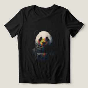 Astronaut Panda with Neon Paint Splash Tri-Blend Shirt