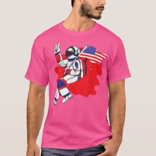 Astronaut Peace Sign American Flag 4th July T-Shir T-Shirt