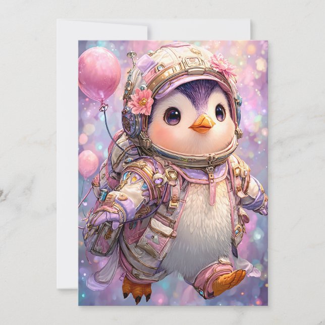 Astronaut Penguin Holiday Card (Front)