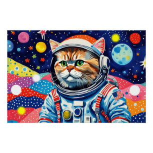 ASTRONAUT PERSIAN CAT 4 POSTER