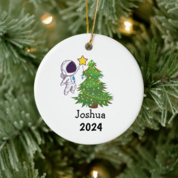 Astronaut Personalised Christmas Ceramic Tree Decoration