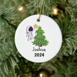 Astronaut Personalised Christmas  Ceramic Tree Decoration