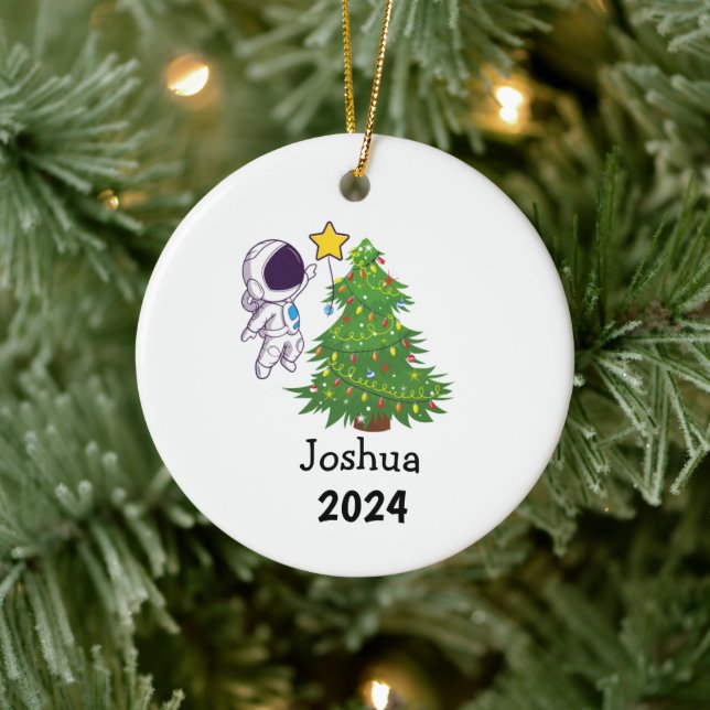 Astronaut Personalised Christmas  Ceramic Tree Decoration (Tree)