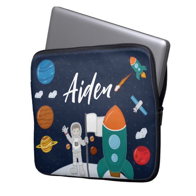 Astronaut Personalised Laptop Case (Front Left)