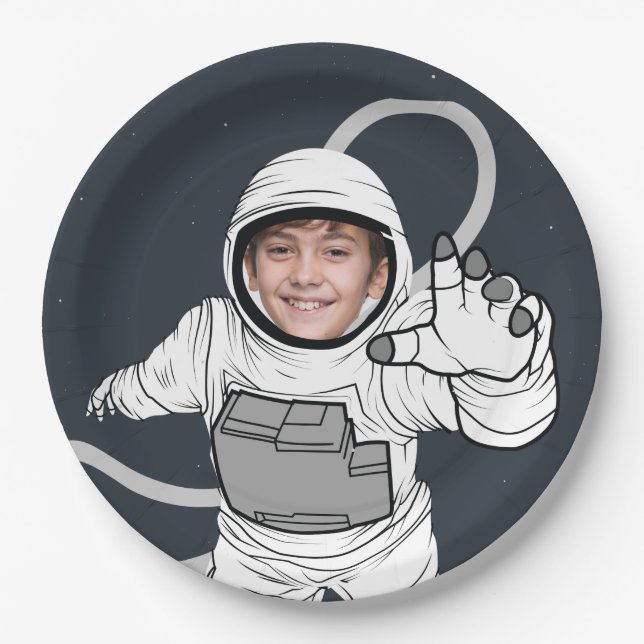 Astronaut Photo Birthday Paper Plate (Front)